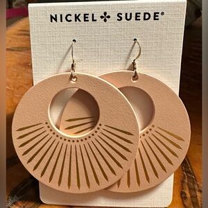 Nickel & Suede Pink Clay Sunbursts Gold Earrings